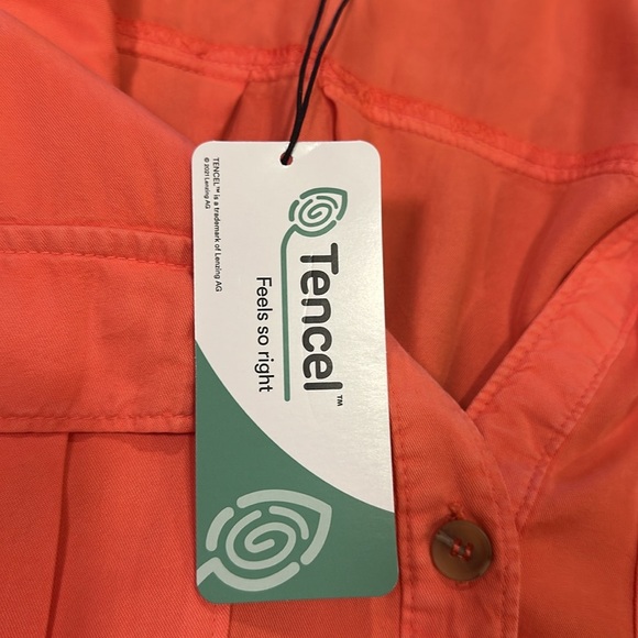 Love Tree Button Down Top Size Small Coral Relaxed Fit Short Cap Sleeves - Picture 7 of 15